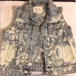 Distressed edgy jean vest
